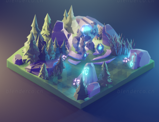 blender科幻山林卡通场景模型