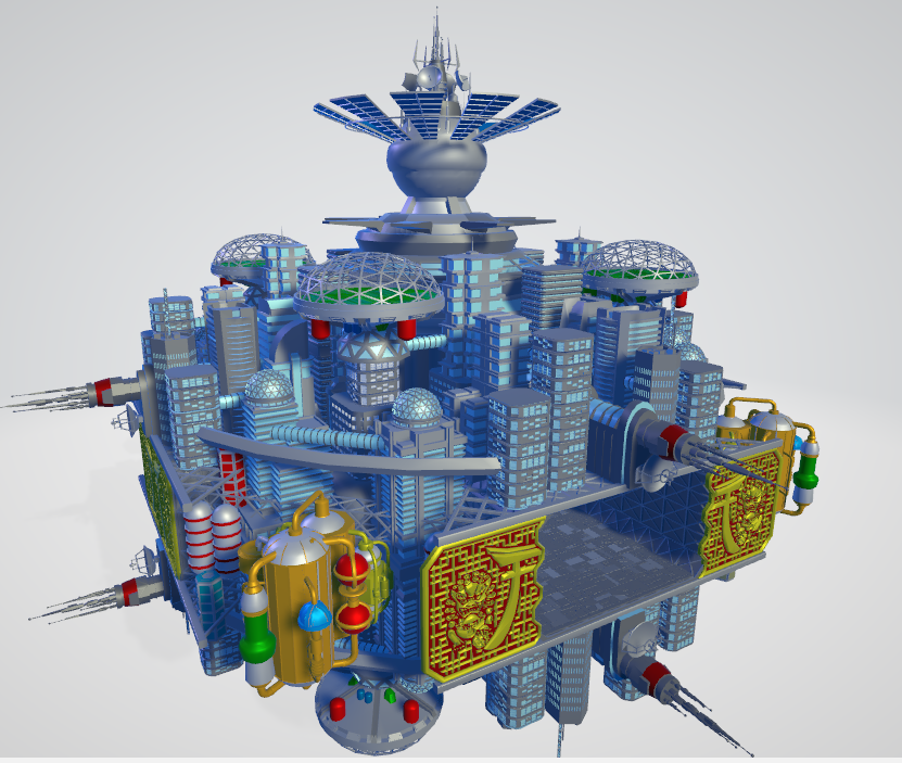 未来科幻太空科技城gltf